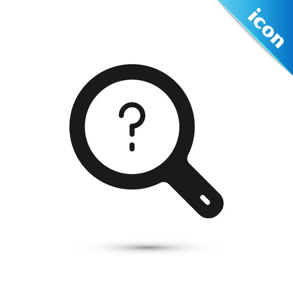 Grey Unknown Search Icon Isolated White Background Magnifying Glass Question — Stock Vector