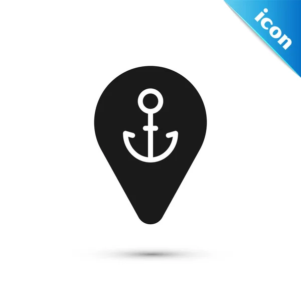 Grey Map Pointer Anchor Icon Isolated White Background Vector — Stock Vector