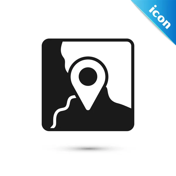 Grey Folded Map Location Marker Icon Isolated White Background Vector — Stock Vector