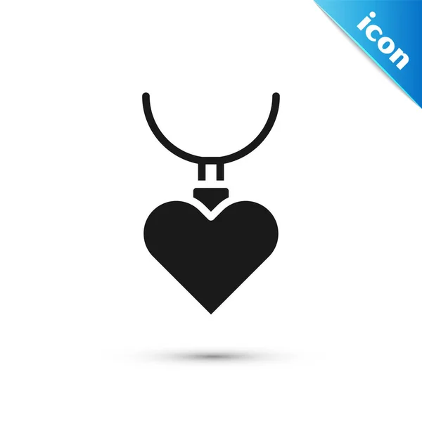 Серый Ожерелье Сердцем Форме Кулон Значок Изолирован Белом Фоне Украшение — стоковый вектор