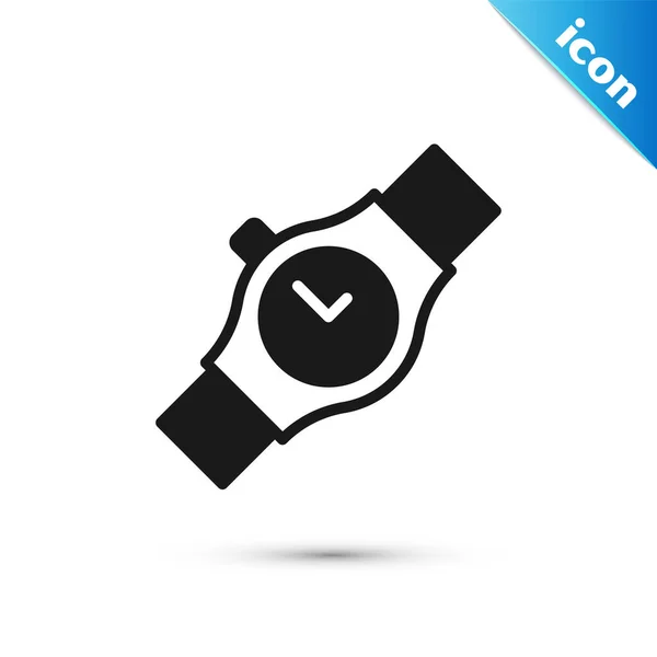 Сірий Наручний Годинник Ізольовано Білому Тлі Піктограма Наручного Годинника Векторні — стоковий вектор