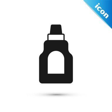 Çamaşır deterjanı, çamaşır suyu, bulaşık deterjanı ya da beyaz arka planda izole edilmiş başka bir temizlik malzemesi için gri plastik şişe. Vektör