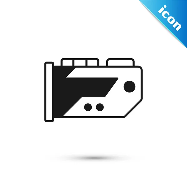 Grey Video Graphic Card Icon Isolated White Background Vector — Stock Vector