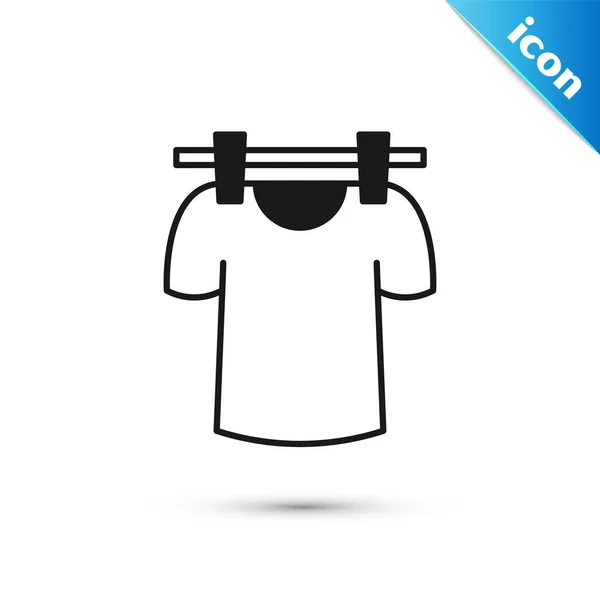 Grey Drying Clothes Icon Isolated White Background Clean Shirt Wash — Stock Vector