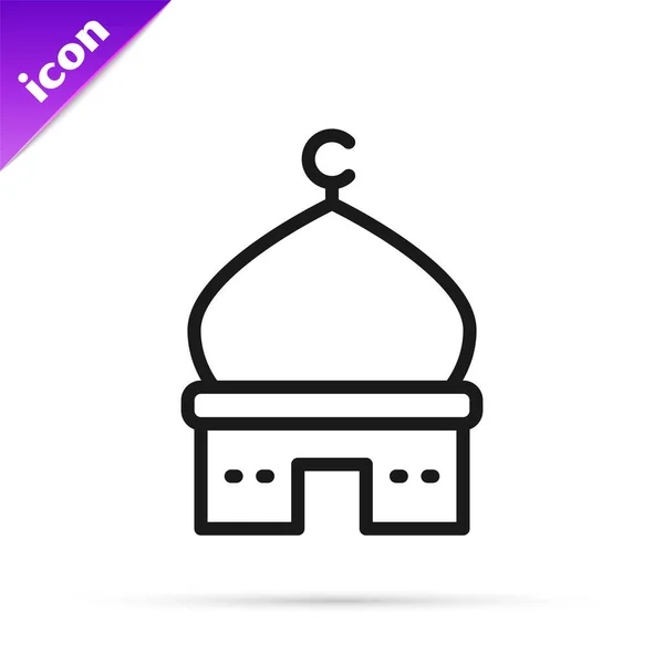 Černá Čára Muslimská Mešita Ikona Izolované Bílém Pozadí Vektor — Stockový vektor