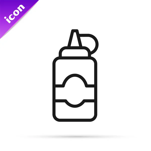 Svart Linje Sauce Flaska Ikon Isolerad Vit Bakgrund Ketchup Senap — Stock vektor