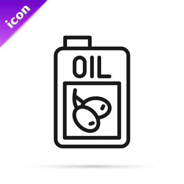 Schwarze Linie Flasche Olivenöl Symbol Isoliert Auf Weißem Hintergrund Krug — Stockvektor