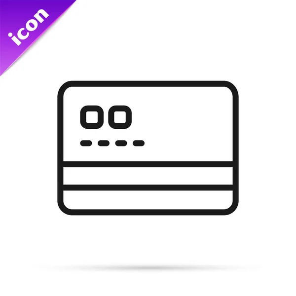 Black Line Credit Card Icon Isolated White Background Online Payment — Stock Vector