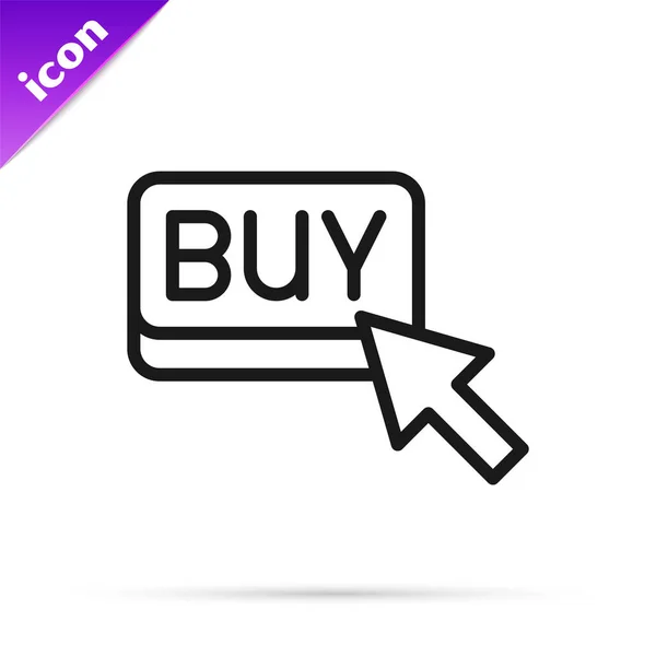 Black Line Buy Button Icon Isolated White Background Financial Stock — Stock Vector