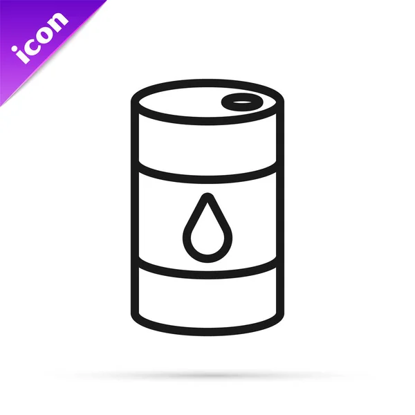 Black Line Barrel Oil Icon Isolated White Background Vector — Stock Vector