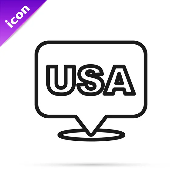 Black Line Usa Independence Day Icon Isolated White Background 4Th — Stock Vector