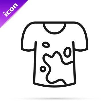 Siyah çizgi Kirli Tişört simgesi beyaz arkaplanda izole edilmiş. Vektör