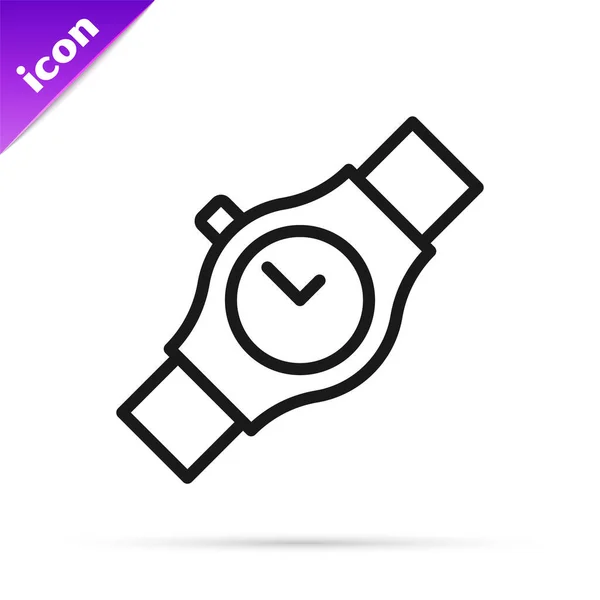 ブラックライン白の背景に隔離された腕時計アイコンを手首 腕時計のアイコン ベクトル — ストックベクタ