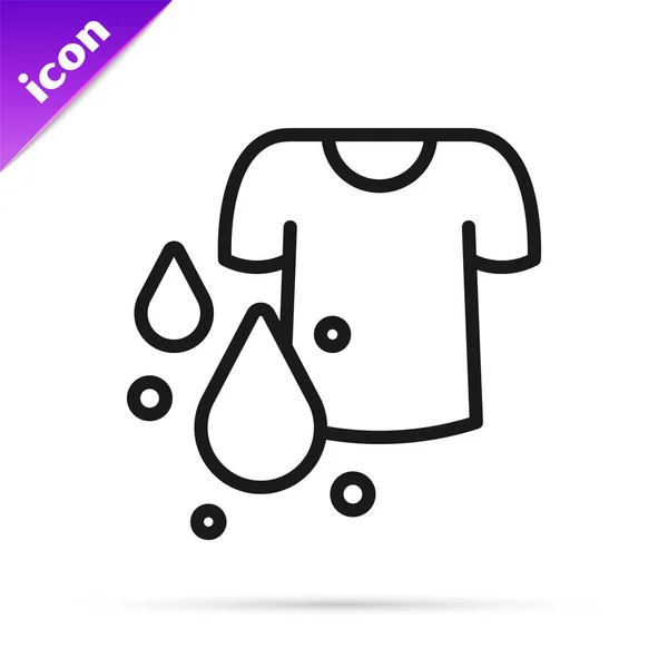 Zwarte Lijn Dirty Shirt Icoon Geïsoleerd Witte Achtergrond Vector — Stockvector