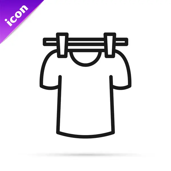 Zwarte Lijn Droogkleding Pictogram Geïsoleerd Witte Achtergrond Schoon Shirt Kleren — Stockvector