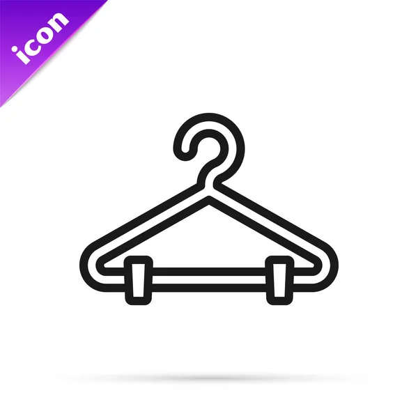 Black Line Hanger Wardrobe Icon Isolated White Background Cloakroom Icon — Stock Vector