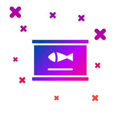 Beyaz arkaplanda izole edilmiş renkli balık simgesi. Kademeli rastgele dinamik şekiller. Vektör