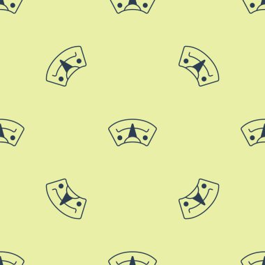 Mavi Motor gaz göstergesi simgesi sarı arkaplanda izole edilmiş pürüzsüz desen. Yakıt göstergesi boş. Tam depo göstergesi. Vektör