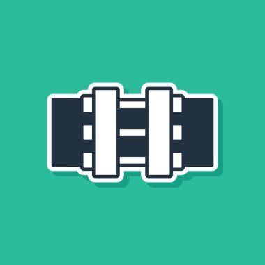 Mavi Endüstri metalik borular ve yeşil arka planda izole edilmiş kapakçık simgesi. Vektör