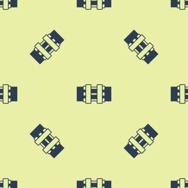 Mavi Endüstri metalik borular ve kapakçık ikonu sarı arka planda izole edilmiş pürüzsüz desen. Vektör