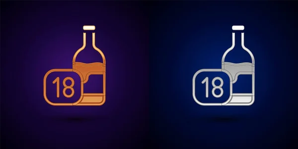 Arany Ezüst Borosüveg Ikon Elszigetelt Fekete Háttérrel Korhatár Alkohol Esetében — Stock Vector