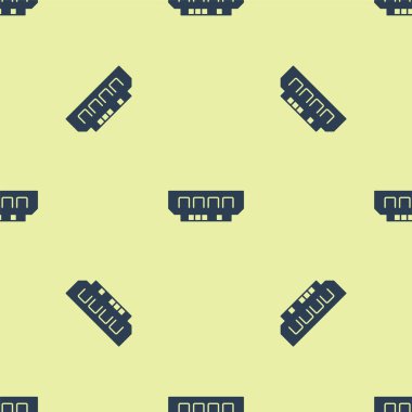 Mavi RAM, rastgele erişim bellek simgesi sarı arka planda izole edilmiş kusursuz desen. Vektör