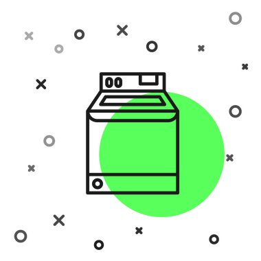 Siyah çizgi yıkama simgesi beyaz arkaplanda izole edildi. Çamaşır makinesi simgesi. Çamaşır makinesi, çamaşır makinesi. Ev aletleri sembolü. Vektör