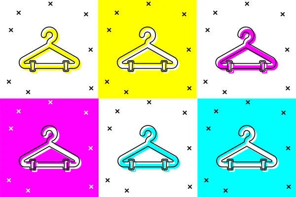 Set Hanger Wardrobe Icon Isolated Color Background Cloakroom Icon Clothes — Stock Vector