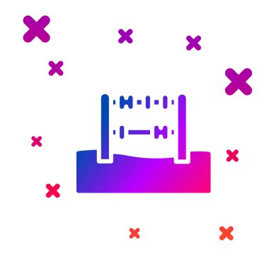 Beyaz arkaplanda izole edilmiş renkli Abaküs simgesi. Geleneksel sayım çerçevesi. Eğitim işareti. Matematik okulu. Kademeli rastgele dinamik şekiller. Vektör.