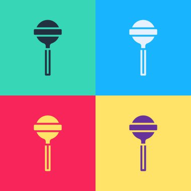 Pop Art Lolipop simgesi renk arkaplanında izole edildi. Yemek, lezzetli bir sembol. Vektör.