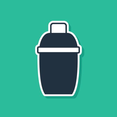 Mavi Kokteyl Karıştırıcı simgesi yeşil arkaplanda izole edildi. Vektör.