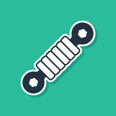 Mavi Şok emici simgesi yeşil arkaplanda izole edildi. Vektör.