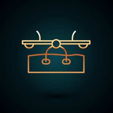 Sarı çizgi Tahterevalli simgesi koyu mavi arkaplanda izole edildi. Tahterevalli eşit yönetim kurulu. Oyun alanı sembolü. Vektör.