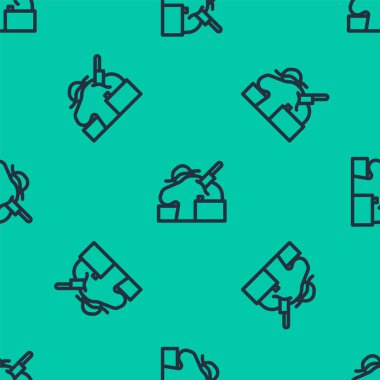 Mavi çizgi cinayet ikonu yeşil arka planda kusursuz desen izole etti. Vücut, kanama, ceset, kanayan ikon. Suç mahalli kavramı. Vektör.