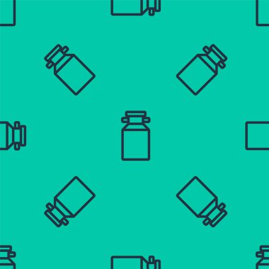 Mavi çizgi, süt ikonu için konteynır yeşil arka planda izole edilmiş pürüzsüz desen. Vektör.