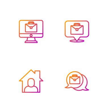 Çevrimiçi hat çalışıyor, ve. Renk simgeleri. Vektör