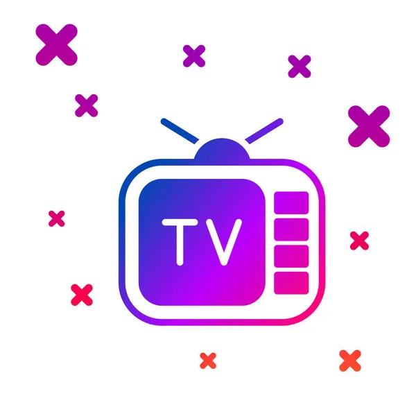 Color Icono Televisión Retro Aislado Sobre Fondo Blanco Señal Televisión — Vector de stock