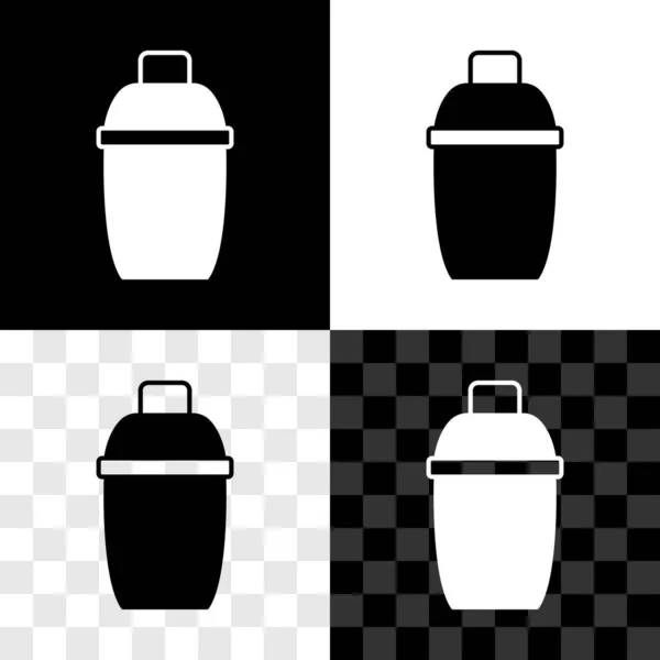 Set Cocktail Shaker Symbol Isoliert Auf Schwarz Weißem Transparentem Hintergrund — Stockvektor
