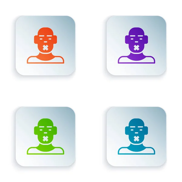 Color Head Deaf Dumb Guy Icon Isolated White Background Dumbness — Wektor stockowy