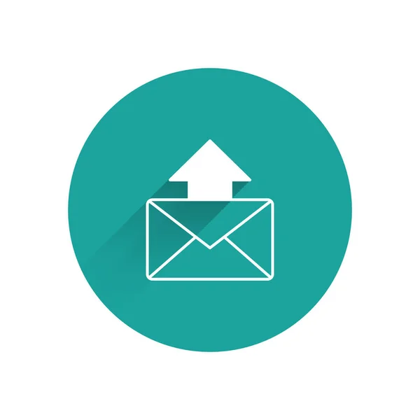 White Mail Ícone Mail Isolado Com Sombra Longa Envelope Símbolo —  Vetores de Stock
