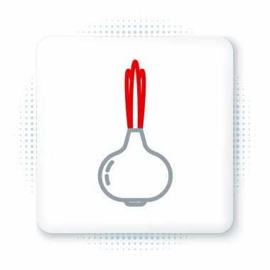 Beyaz arkaplanda çizgi soğanı simgesi izole edildi. Renkli taslak konsepti. Vektör.