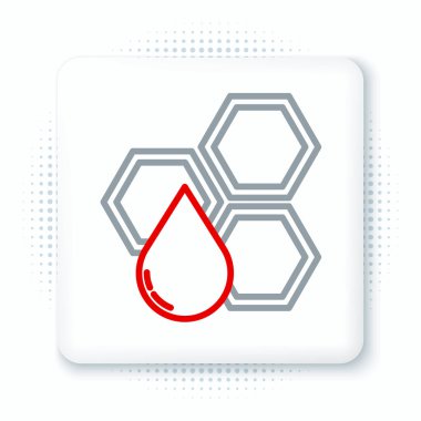 Beyaz arkaplanda çizgi bal peteği simgesi izole edildi. Bal hücrelerinin sembolü. Tatlı doğal yemek. Renkli taslak konsepti. Vektör.