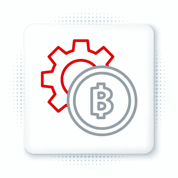 Linia Kryptowaluta Bitcoin Ikona Odizolowany Białym Tle Ustawienie Biegów Bitcoina — Wektor stockowy