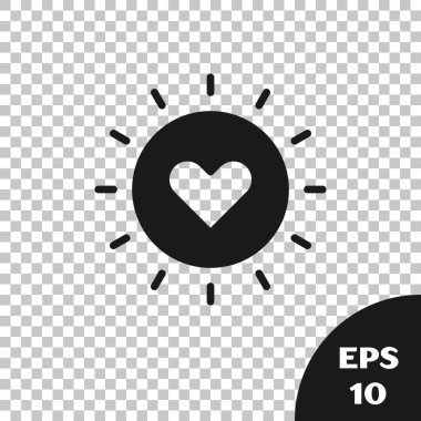 Siyah Güneş simgesi şeffaf arkaplanda izole edildi. Vektör.