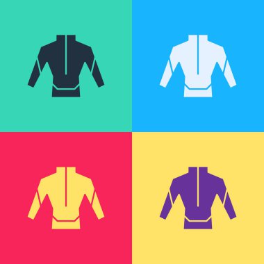 Tüplü dalış ikonu için Pop Art Dalış kıyafeti renk arkaplanında izole edildi. Su altı ekipmanları. Vektör.