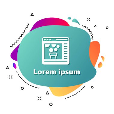 Beyaz Kimya deneyleri beyaz arka planda izole edilmiş çevrimiçi simge. Laboratuvarda kimyasal ekipmanlarla yapılan bilimsel deney. Sıvı şekilli soyut pankart. Vektör.