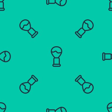 Mavi çizgi tıraş fırçası simgesi yeşil arka planda izole edilmiş pürüzsüz desen. Berber dükkanı sembolü. Vektör İllüstrasyonu.