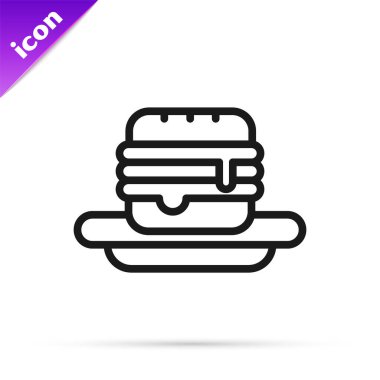 Siyah çizgi Junk yiyecek simgesi beyaz arkaplanda izole edildi. Yasak sosisli sandviç. Fast food işareti yok. Vektör.