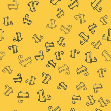 Mavi çizgili Küvet ikonu sarı arka planda kusursuz desen izole etti. Vektör.