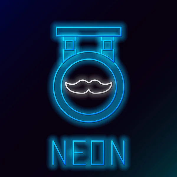 Lumineux Néon Ligne Icône Barbershop Isolé Sur Fond Noir Logo — Image vectorielle